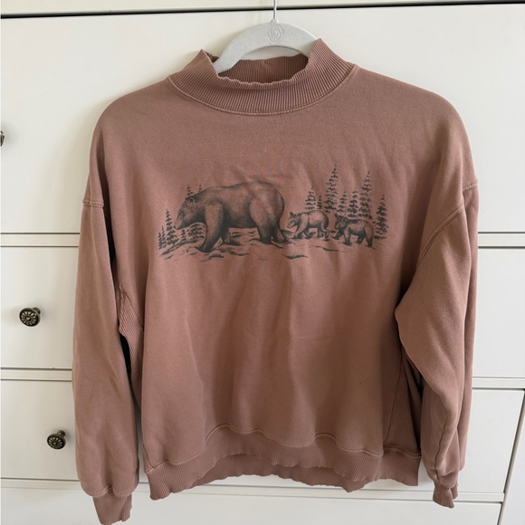 American Eagle Outfitters Tops - American Eagle Bear Graphic Mock Neck Sweatshirt